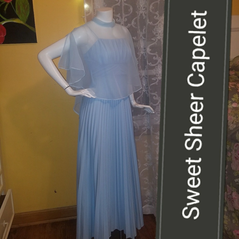 Beautiful Baby Blue 70's Dress CRAZY SALE! - Picture 4 of 8